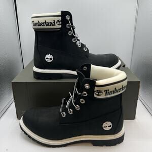 Timberland Premium 6" Waterproof Boots Women Size 9 Black Nubuck Leather Lace Up